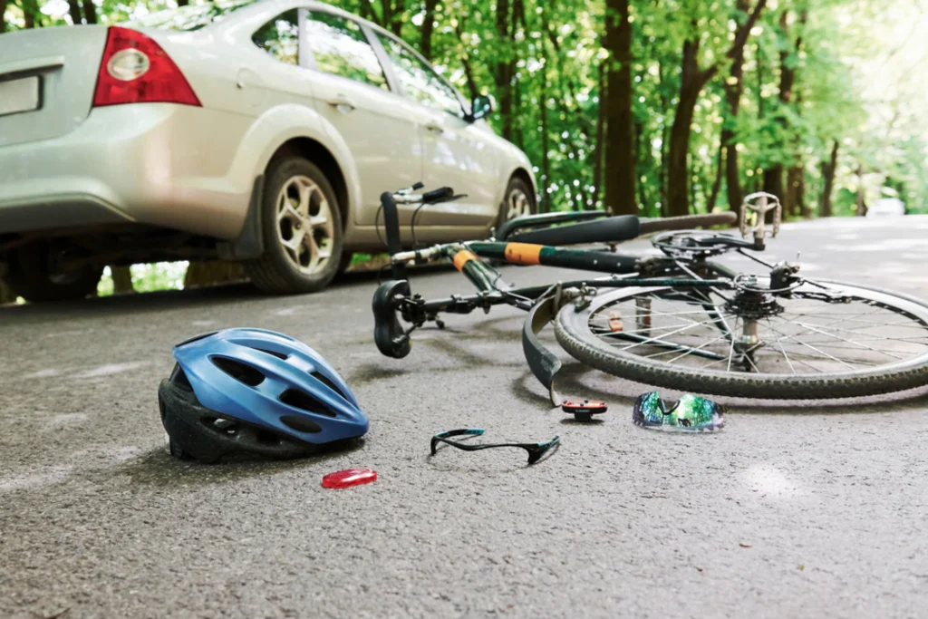 alt: a bicycle involved in a collision with a car
