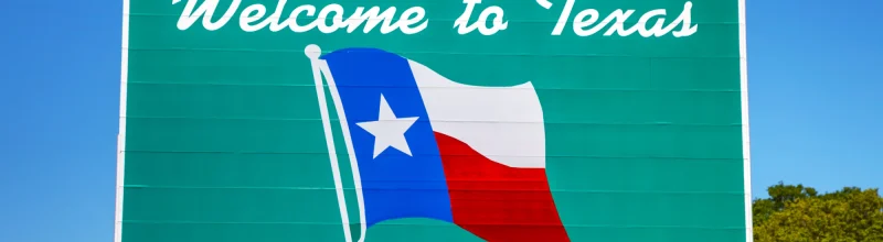 'Welcome to Texas' sign at the border.