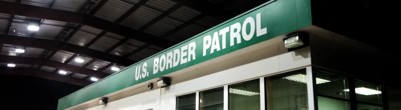 US Border Patrol booth at night