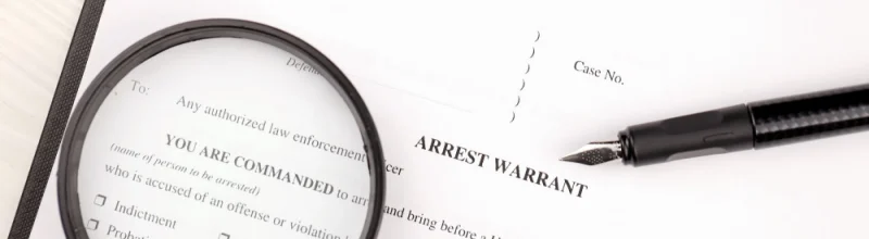 A close-up view of a Federal arrest warrant.
