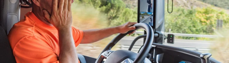 A commercial truck driver experiencing fatigue